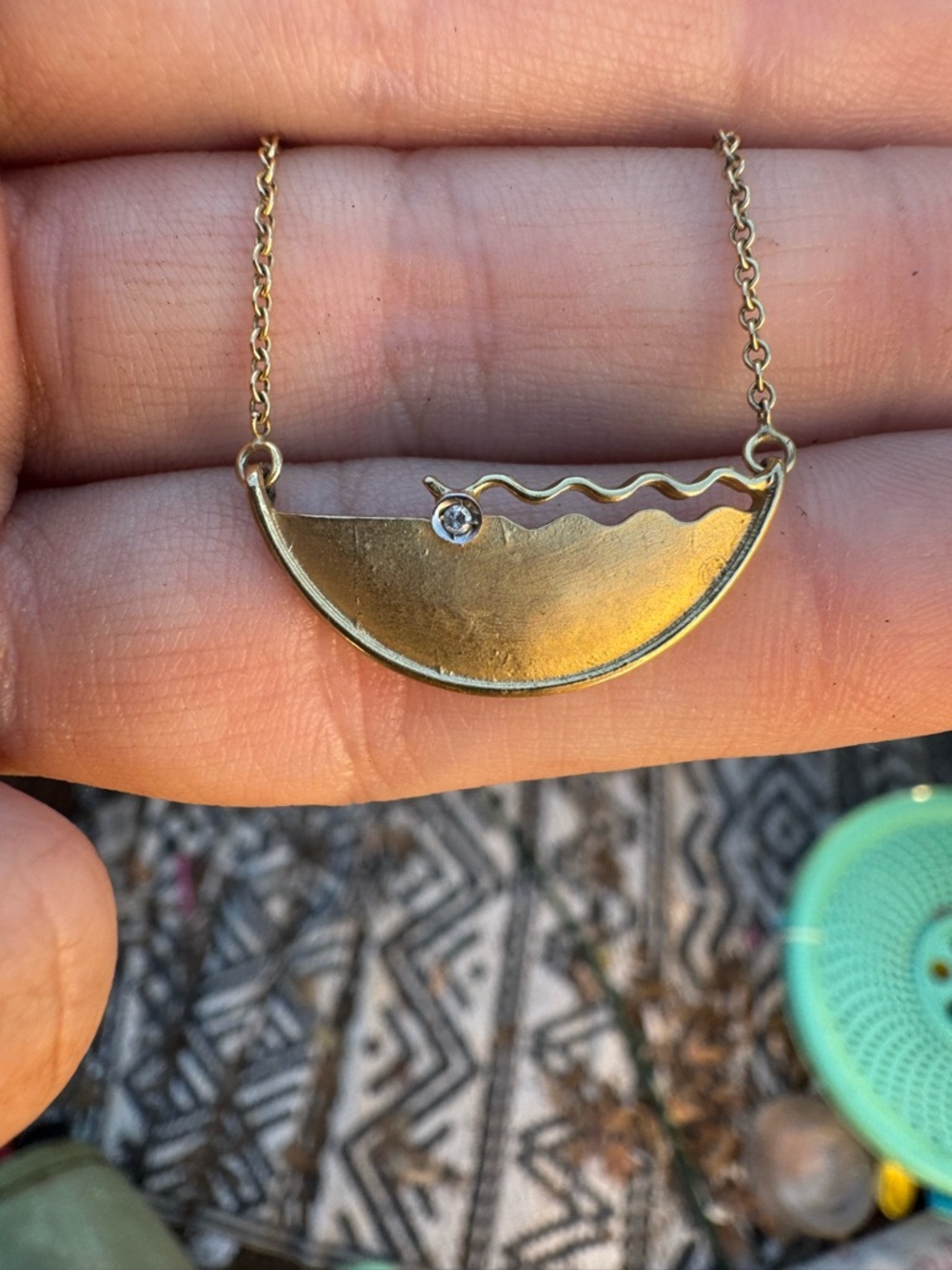Antique solid 10k gold genuine diamond art deco necklace - Picture 2 of 13